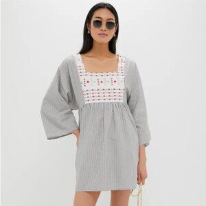 NWT Pomander Place Sage Stripe Embroidered Sadona Dress Size XL